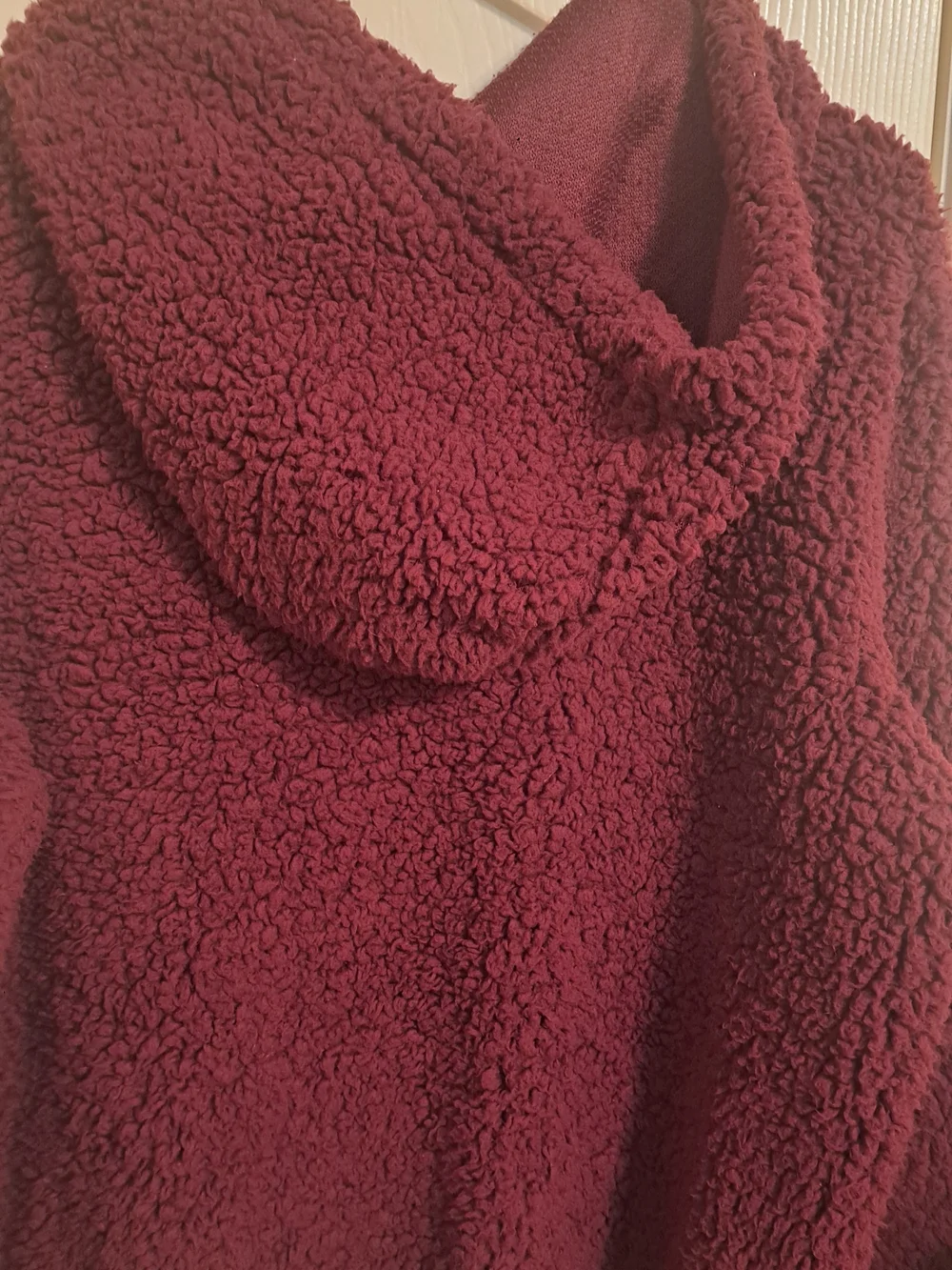 No Boundaries Burgundy Sherpa Half-Zip Hoodie Sweater